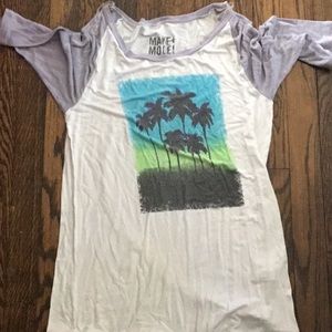 White quarter sleeve shirt with palm trees